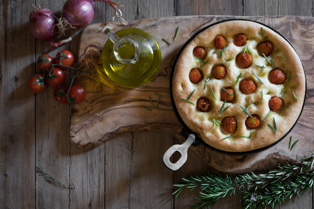 Greek flatbread pizza – Ladenia with cherry tomatoes and rosemary - Mills of Crete - Vero Cereal